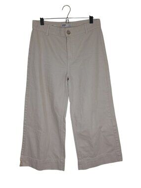 Bershka Cream Culotte Pants Wide-Leg Size (8) M 100% Cotton Denim Womens